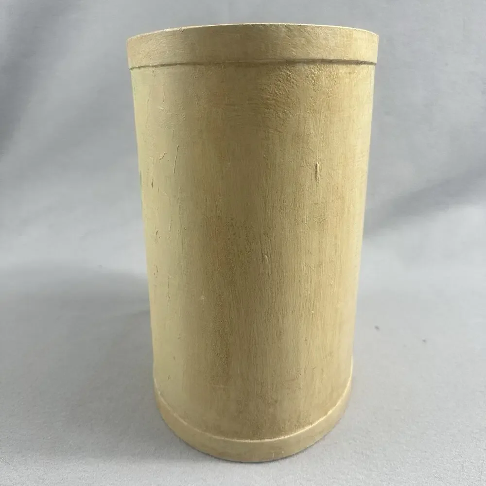 VTG Hand Painted Wooden Wastebasket‎ Trash Can Floral Rustic Cottage Shabby Chic
